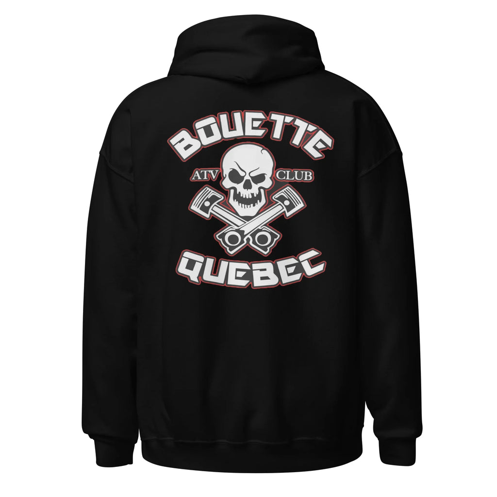 Quebec Mud Hoodie - Large Red and Black Logo on Back