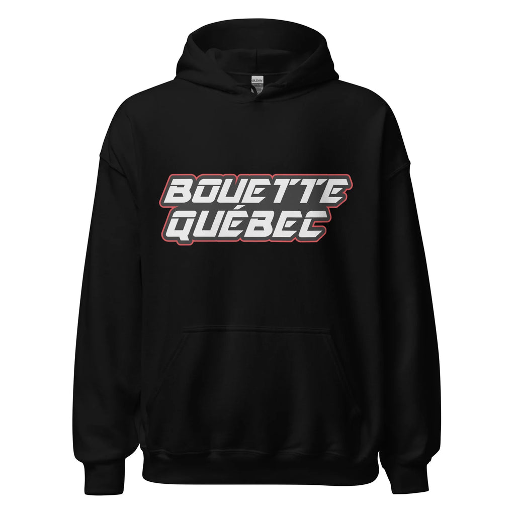 Quebec Mud Hoodie - Large Red and Black Logo on Back