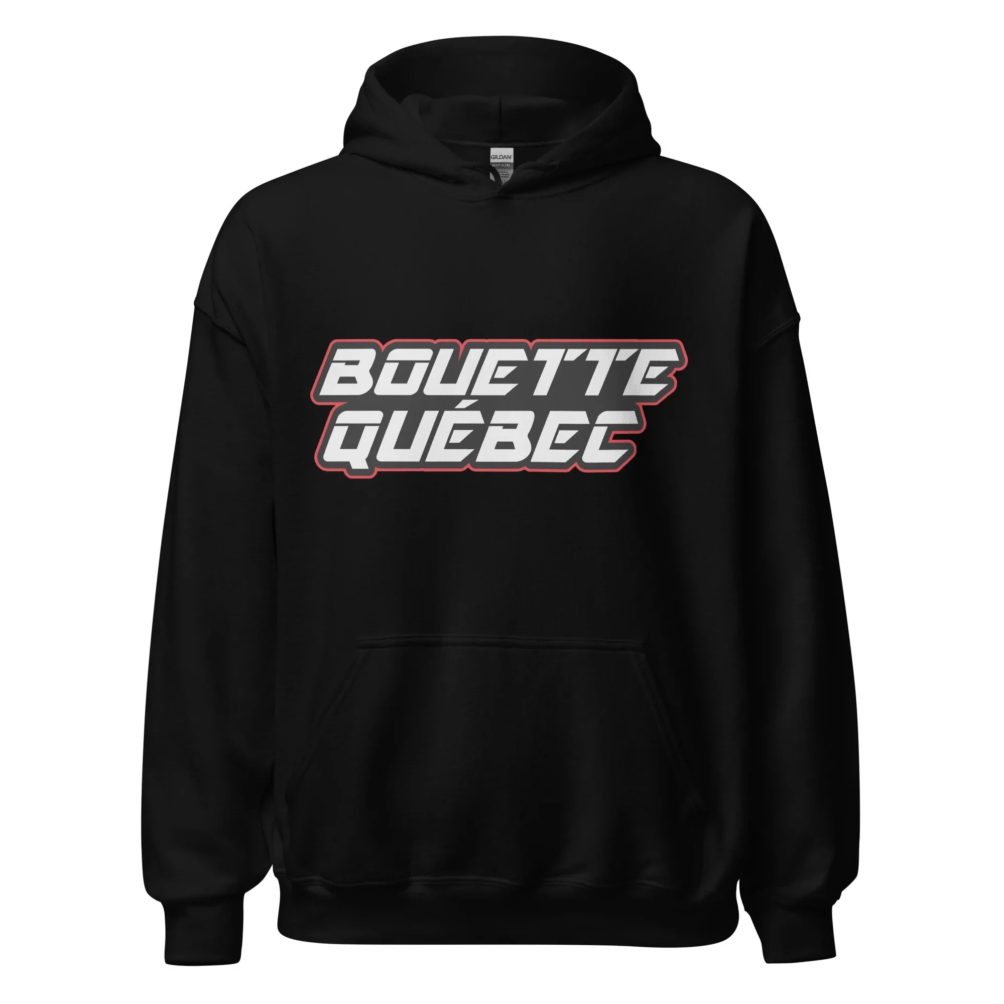 Quebec Mud Hoodie - Large Red and Black Logo on Back
