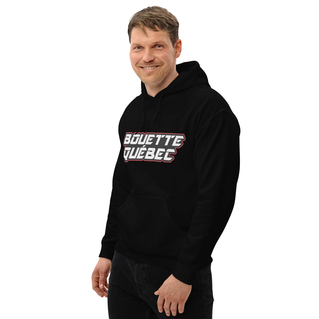 Quebec Mud Hoodie - Large Red and Black Logo on Back